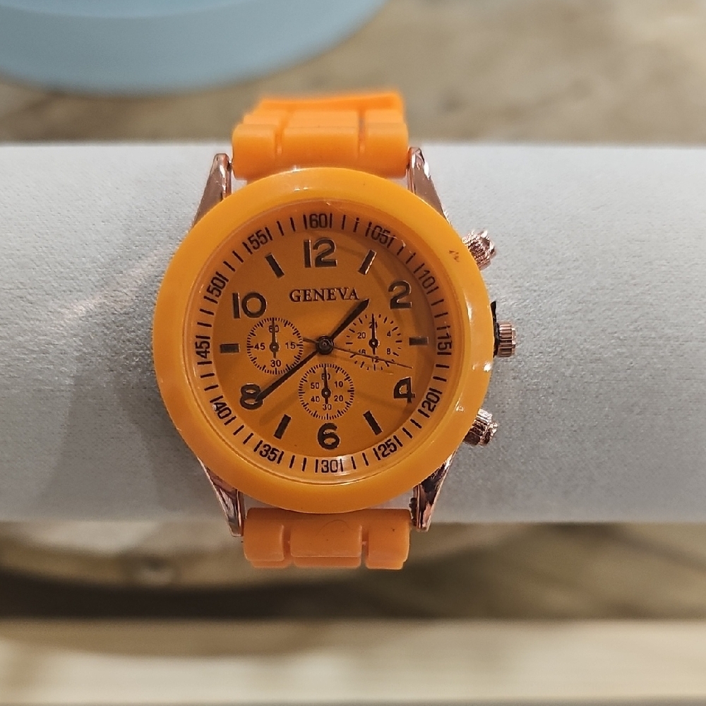 Geneva Vibrant Orange Chronograph Watch